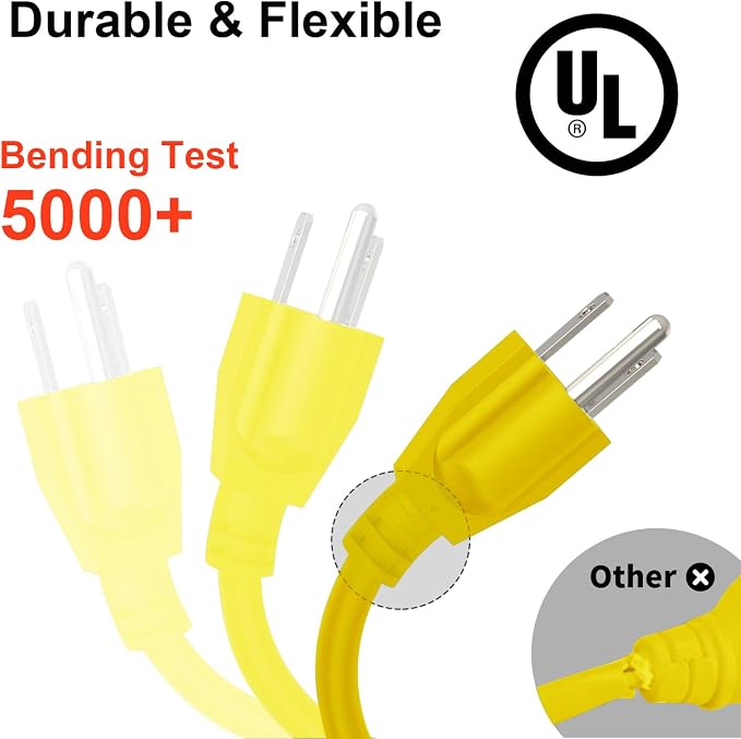 Outdoor Extension Cord Waterproof 100 FT, Flexible 100% Copper 3 Prong - Image 4
