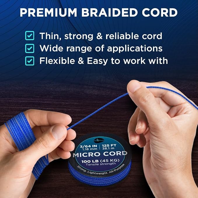 TECEUM Micro Paracord – 1.18 mm X 125 ft – Micro Utility Cord – Thin Braided - Image 3