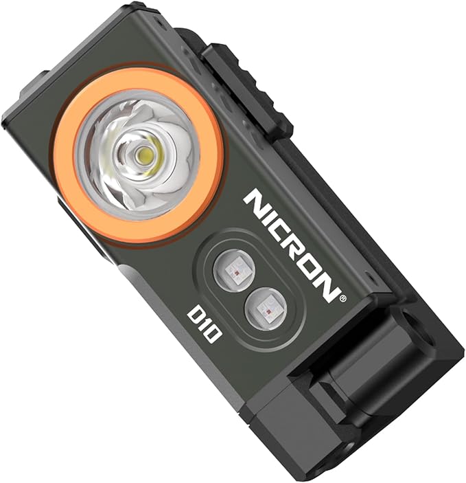 NICRON D10 EDC Flashlight Rechargeable，500 Lumens 3 Sources Pocket Compact RGB by NICRON