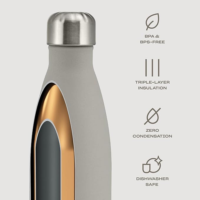 S'well Stainless Steel Water Bottle, Lunar Grey, Triple Layered Vacuum - Image 3