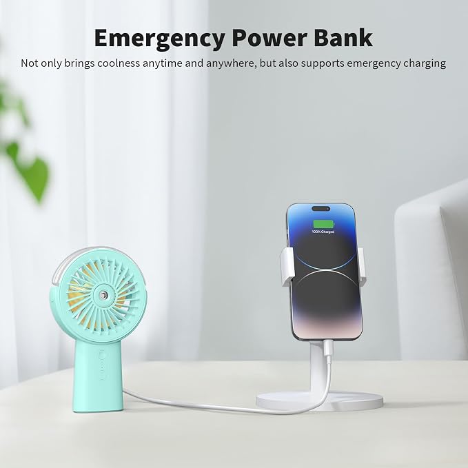 Otlonpe Handheld Misting Fan Portable, Small Personal Hand Held Rechargeable - Image 4