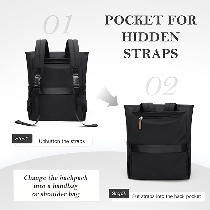 Convertible Laptop Backpack for Women Men Carry on Tote Backpack Teacher - Image 4