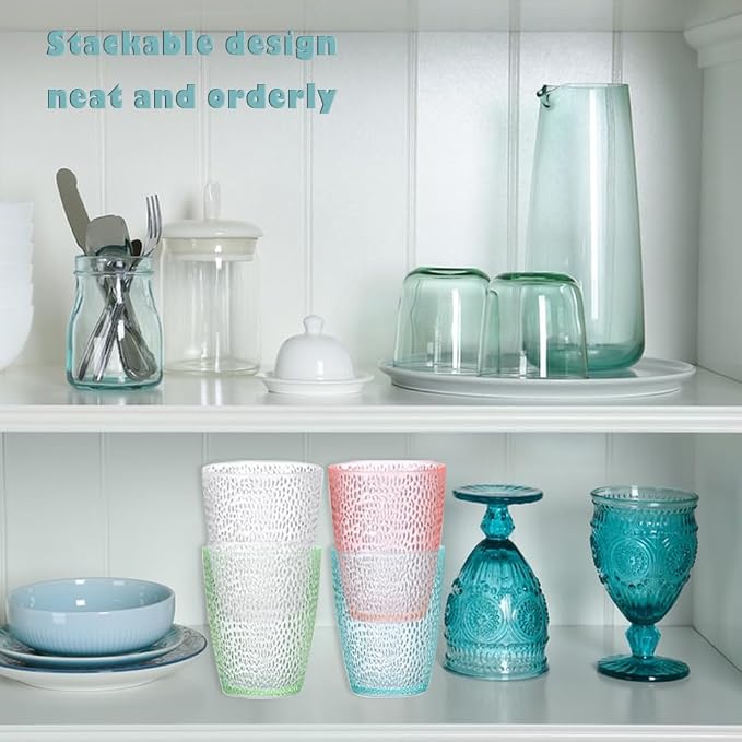 4 PCS Colored Plastic Drinking Glasses, Reusable Acrylic Drinking Cups - Image 8