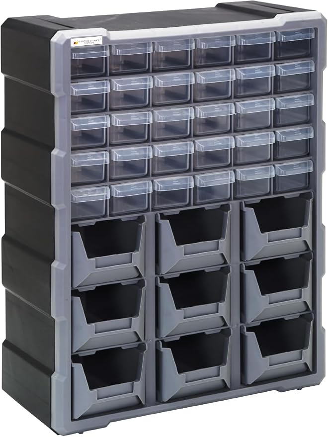Quantum Storage Systems PDC-930BK 39 Drawers 9 Bins Cabinet Part Organizer 19" by QuantumStorageSystems