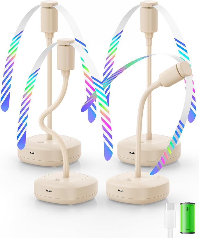 Edvision 4 Pack Food Table Fan, 2000mAh USB Powered Rechargeable Food Fan by Edvision