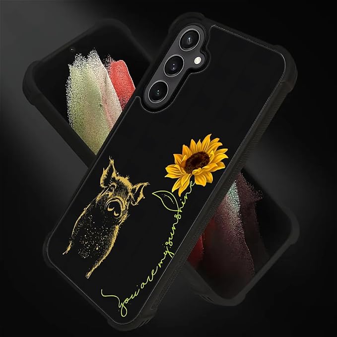 for Samsung Galaxy S23 FE Case, Pig Sunflower Yellow Sunshine Pattern Graphic - Image 2