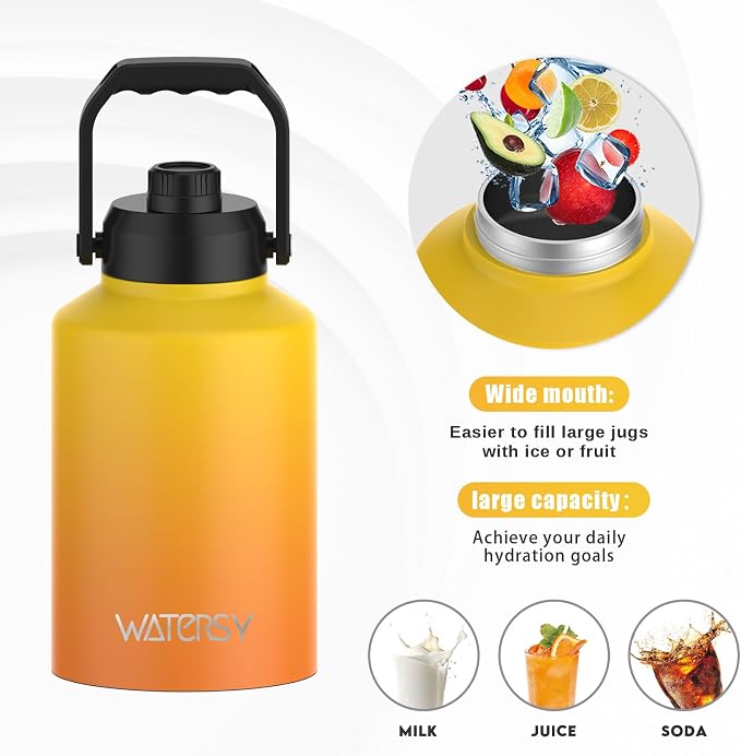 WATERSY 1 Gallon Water Bottle Insulated, BPA Free&Leak Proof, 128oz Stainless - Image 5