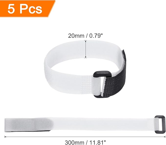 MECCANIXITY 5Pcs Reusable Battery Tie Down Straps, 0.8x12" White Nylon - Image 2