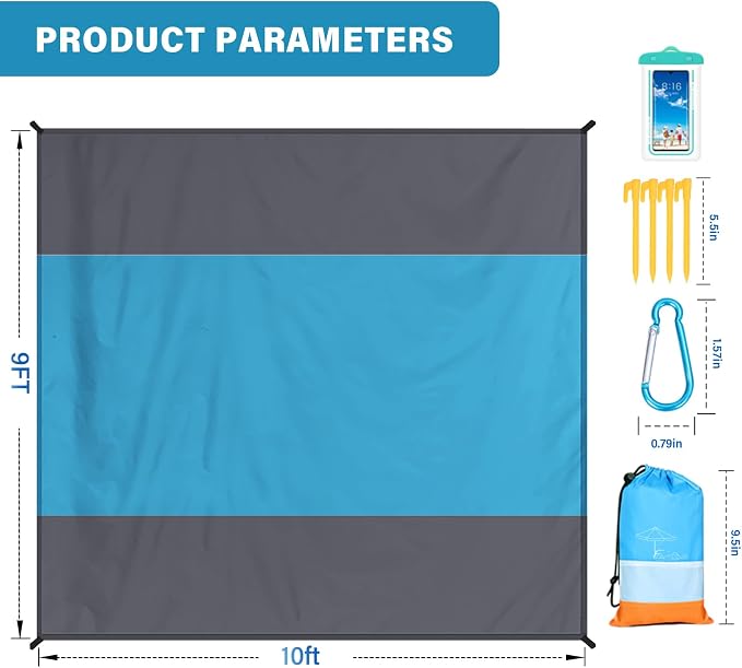 Famstar Beach Blanket Oversized Extra Large 10'X 9', Waterproof Sandproof Beach - Image 7