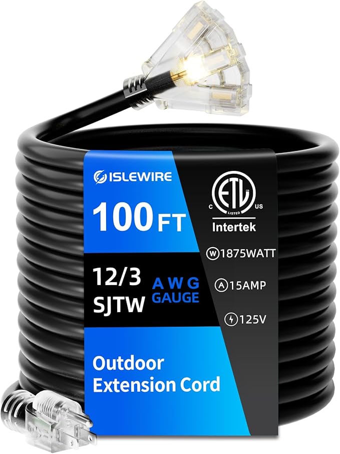 100 FT Outdoor Extension Cord by ISLEWIRE