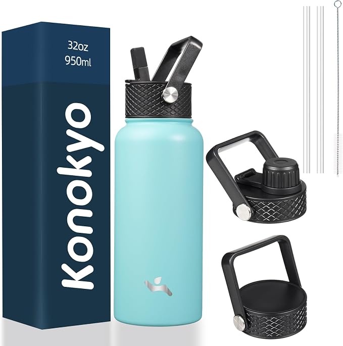 Konokyo 32 oz Insulated Water Bottle Stainless Steel Sport Bottles by Konokyo