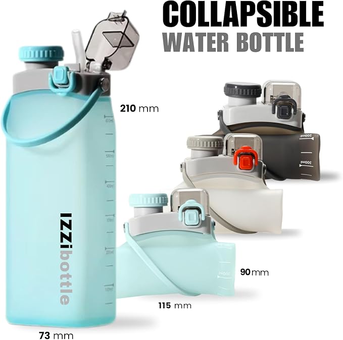IZZI bottle Collapsible Lightweight Silicone Water Bottle | BPA Free, - Image 2