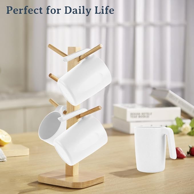 Wrova Wheat Straw Cups with Handles 16oz -Plastic Cups Reusable Set of - Image 6