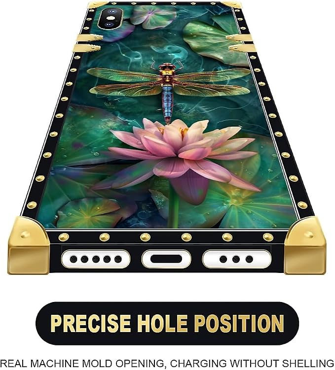 Compatible with iPhone Xs Max Case, Colourful Dragonfly Pink Lily Pads Luxury - Image 5