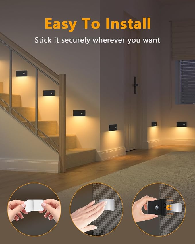 WILLED Motion Sensor Night Lights, Wireless Stair Lights Indoor, Battery - Image 6