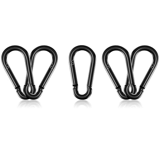 5 Pack3 Heavy Duty Spring Snap Hook Carabiners, M8 5/16" Galvanized Steel Black by SEUNGCH