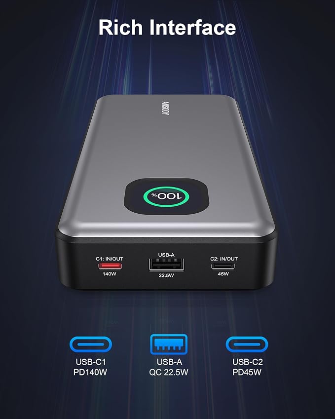 140W Power Bank, 25000mAh Laptop Portable Charger - Image 8