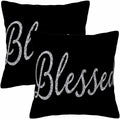 Bling Blessed White Throw Pillow Covers 18x18 Highlights Blessed Black Set of 2 by Unknown