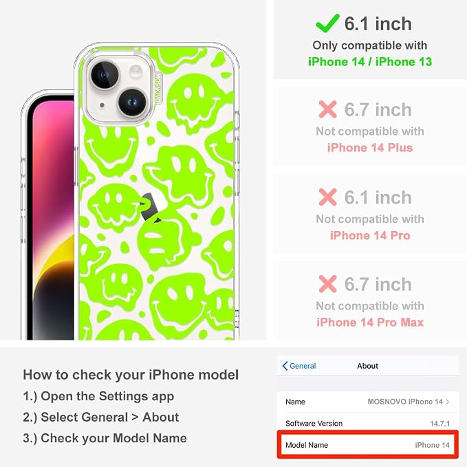MOSNOVO for iPhone 13/14 Case | Military Grade 6.6ft Drop Tested | Clear - Image 2