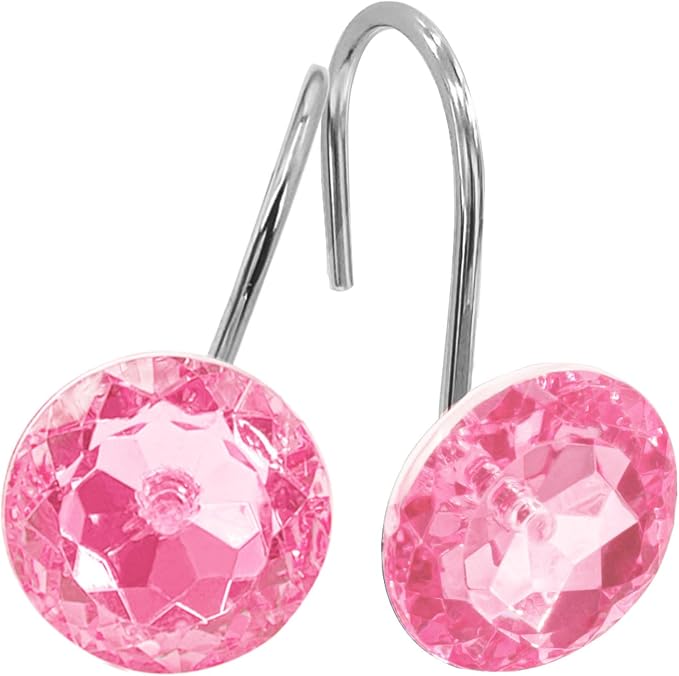 MitoVilla Pink Shower Curtain Hooks Rings, Metal Shower Hooks by MitoVilla