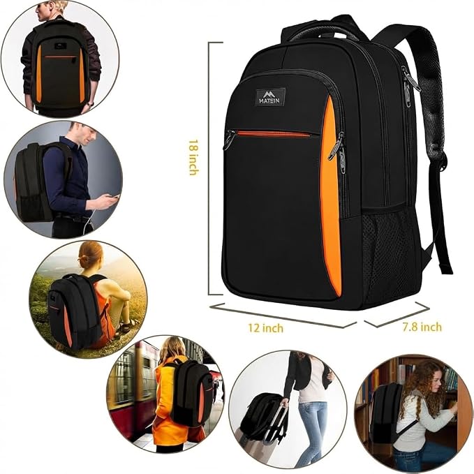 MATEIN Travel Laptop Backpack, Slim Sturdy College Laptops Backpack, Business - Image 3