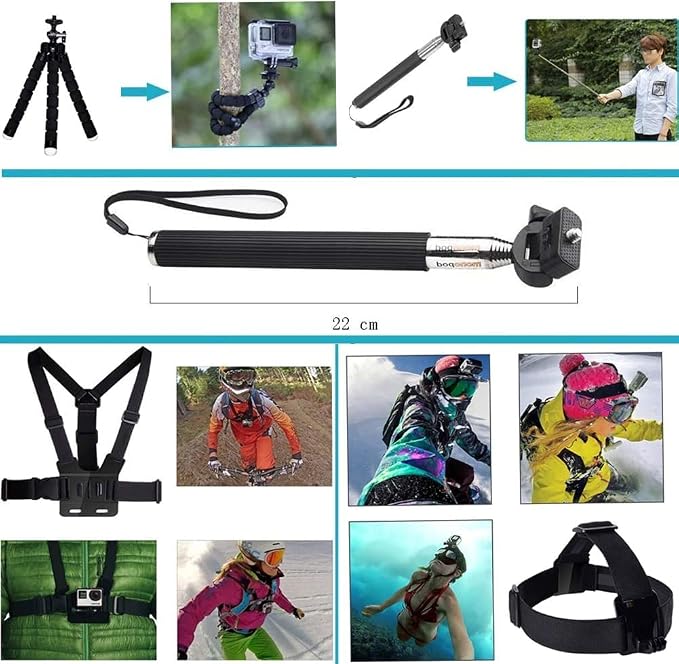 13-in-1 Accessories for Gopro, Action Camera Accessory Kit Compatible - Image 3