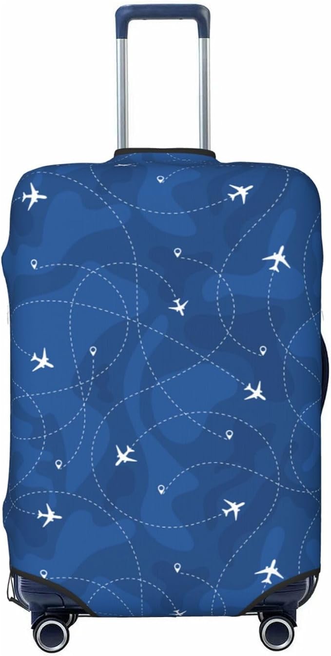 Travel Luggage Cover with Airplane & Route Pattern, Suitcase Protector by XBFCDN