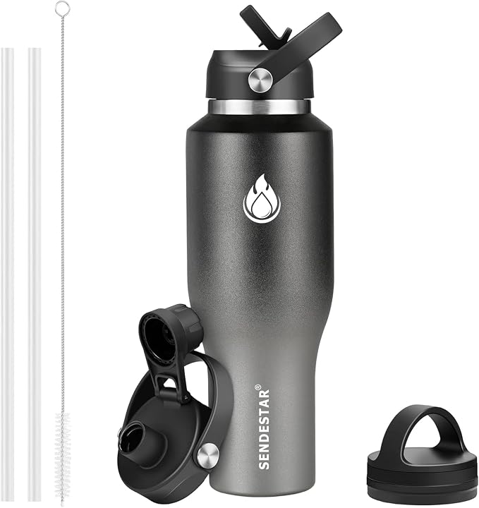 SENDESTAR 40oz Stainless Steel Water Bottle, Double Wall Vacuum Insulated Bottle by Sendestar