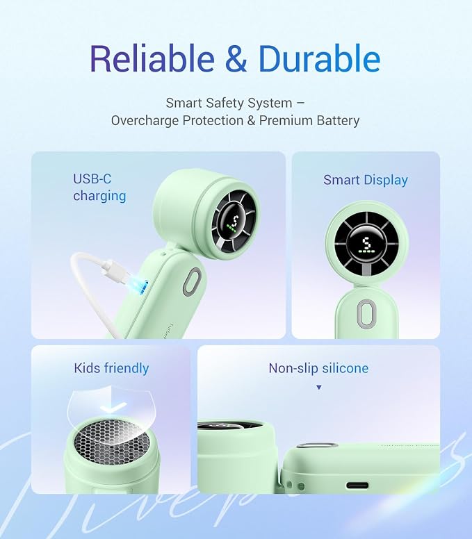Diveblues Handheld Fan, 30ft/s Mini Portable Turbo Fan, 4000mAh Personal Fan - Image 5