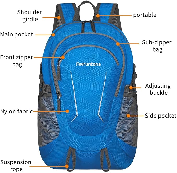 30L Large capacity Lightweight Packable Foldable Backpack，women and men Hiking - Image 6