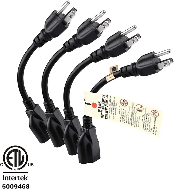 Miady Short Power Extension Cord Outlet Saver, 3 Prong - Image 2