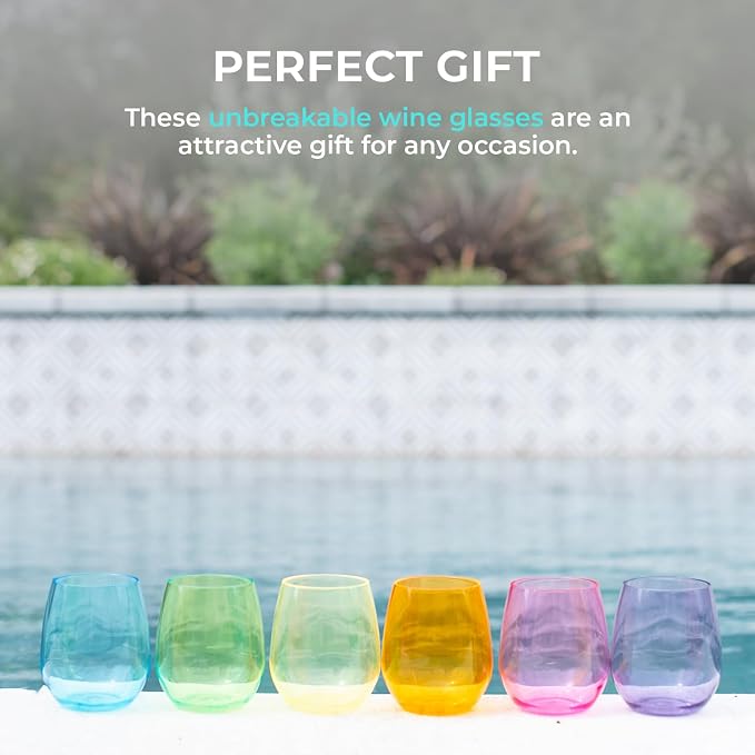 Premium Unbreakable Stemless Wine Glasses – Set of 6 BPA-Free Shatterproof - Image 6