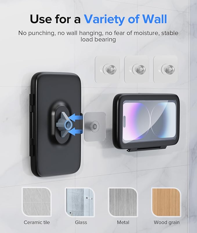 LC-dolida Shower Phone Holder Waterproof 480 Rotation Phone Stand Case Mount - Image 7