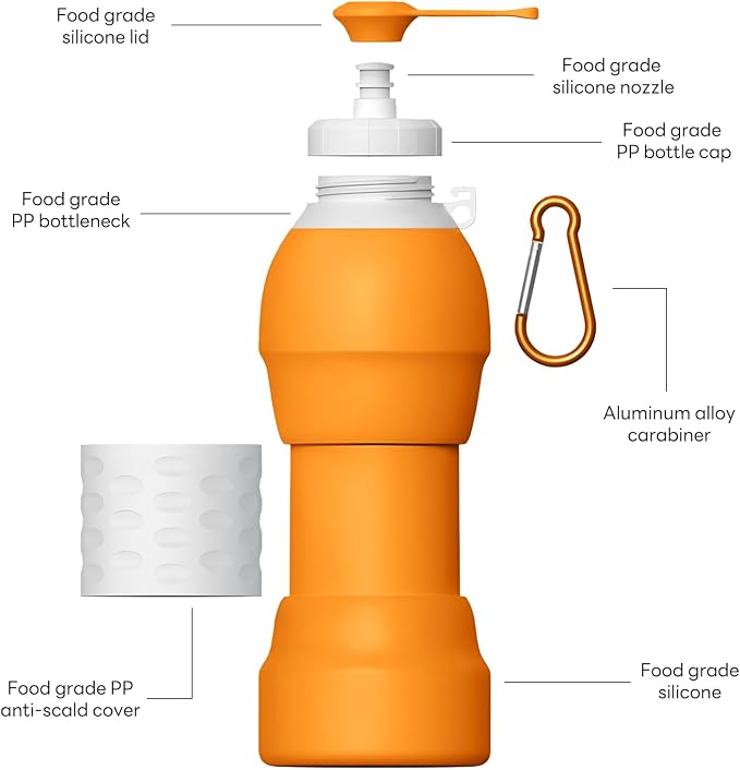 Collapsible Lightweight 20oz Water Bottle, Food-Grade Silicone BPA Free - Image 6