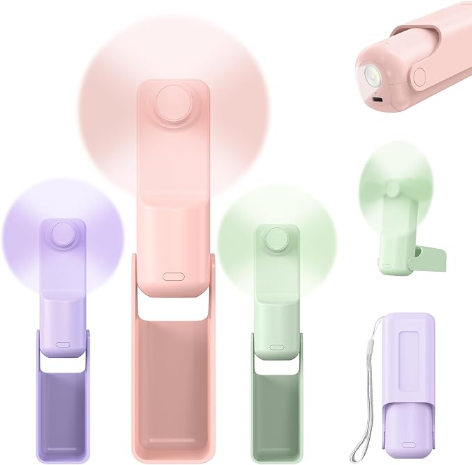 VanSmaGo 3 Pcs Portable Handheld Fans, 3 IN 1 USB-C Rechargeable Mini Fan by VanSmaGo