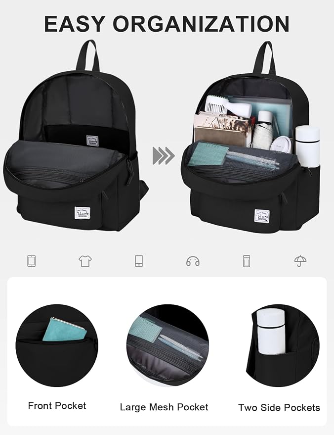 VASCHY Lightweight Backpack for School, Classic Basic Water Resistant Casual - Image 4