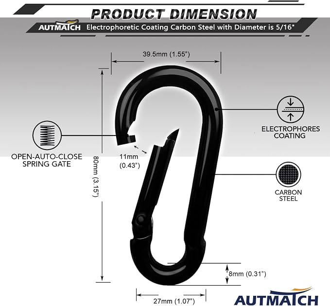AUTMATCH Carabiner Clips, 4 Pack - Image 4
