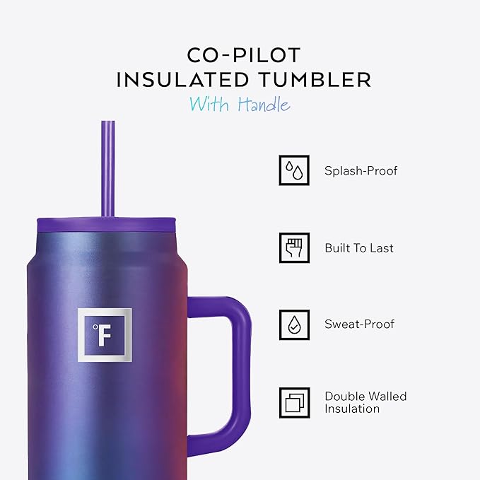 IRON °FLASK Co-Pilot Insulated Mug w/Straw & Flip Cap Lids - Image 2