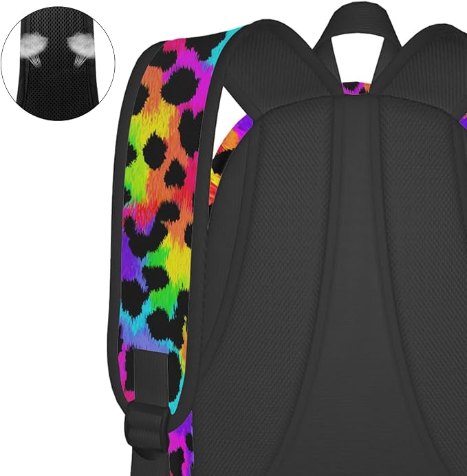 cfpolar 17 Inch Backpack Rainbow Leopard Animal Laptop Bag Shoulder Bag School - Image 7