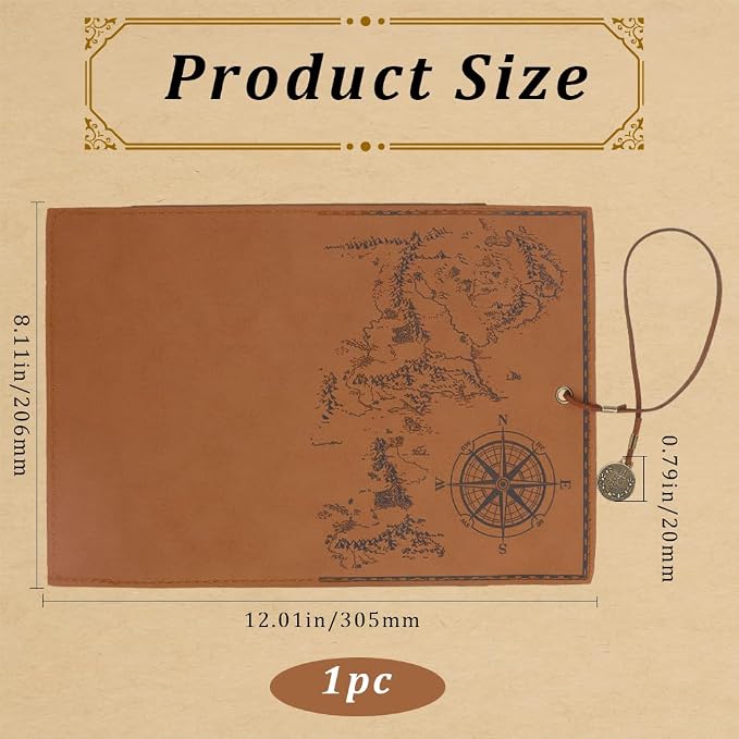 GORGECRAFT PU Leather Pencil Bag Strap Vintage Treasure Map Compass Cover - Image 2