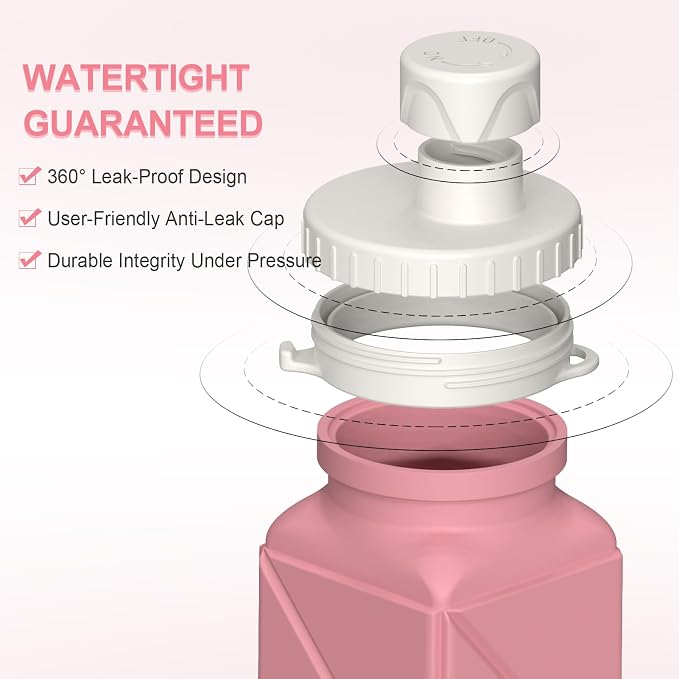 BEAUTAIL Collapsible Water Bottles 20.6oz 2 Pack, Silicone Foldable Portable - Image 4