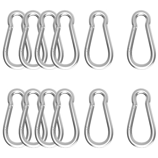Carabiner, Heavy Duty Galvanized Steel Spring Snap Hook Carabiner Clips by High-PQ