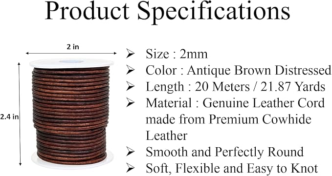 GENIQUE Real/Genuine Round Leather Cord - Image 3