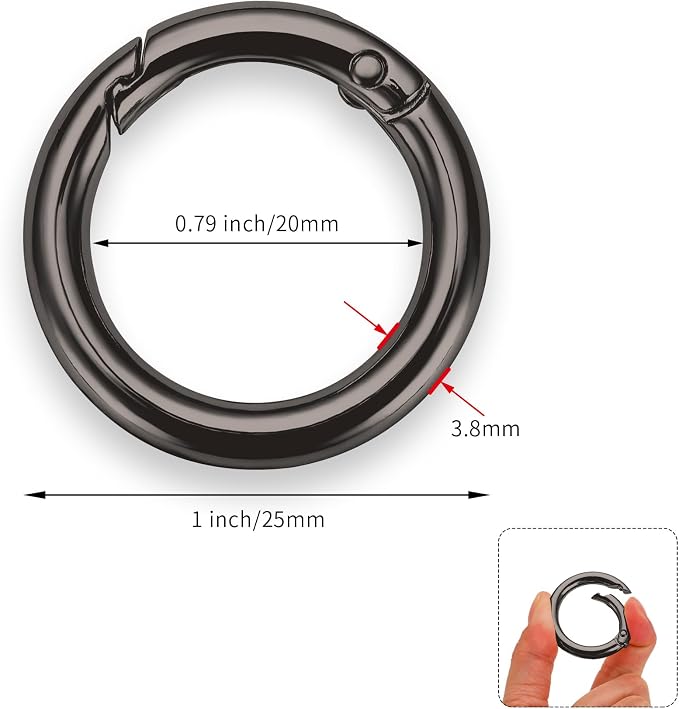 Gkeygo Key Ring Clip, 4/5 Inch Keychain Rings, 8 Pack Round Carabiner Clip - Image 3