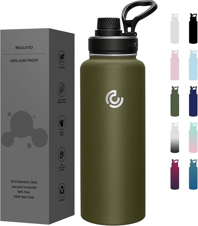 Sports Water Bottle 40oz, Insulated Water Bottle by coktik