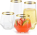 48 Pack Plastic Glasses – 24 x 9oz Stemless Champagne Flutes & 24 x 12oz by BELLAFORTE