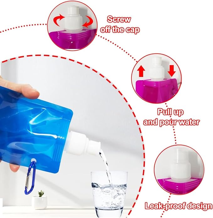 Funiverse Bulk 20-Pack 16 oz Collapsible Water Bottles - Image 7