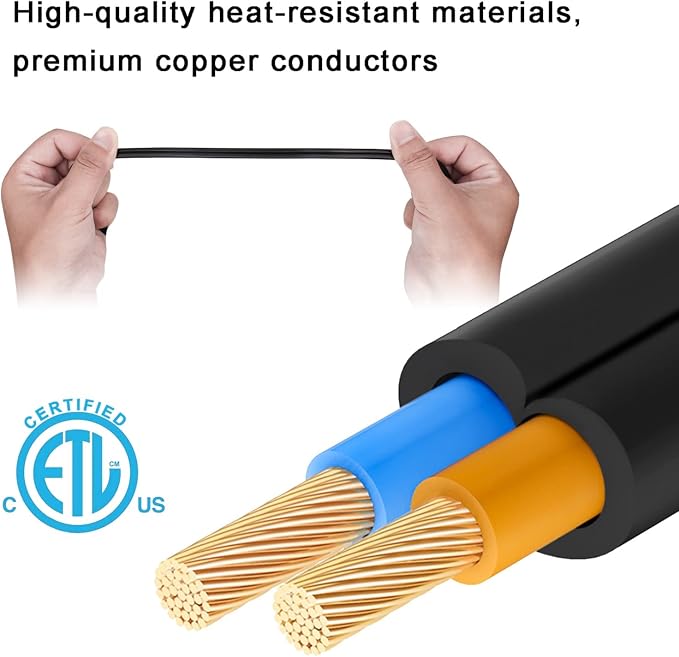 2 Prong Extension Cord 1FT, Indoor Male/Female Power Cable, UL Listed Perfect - Image 4