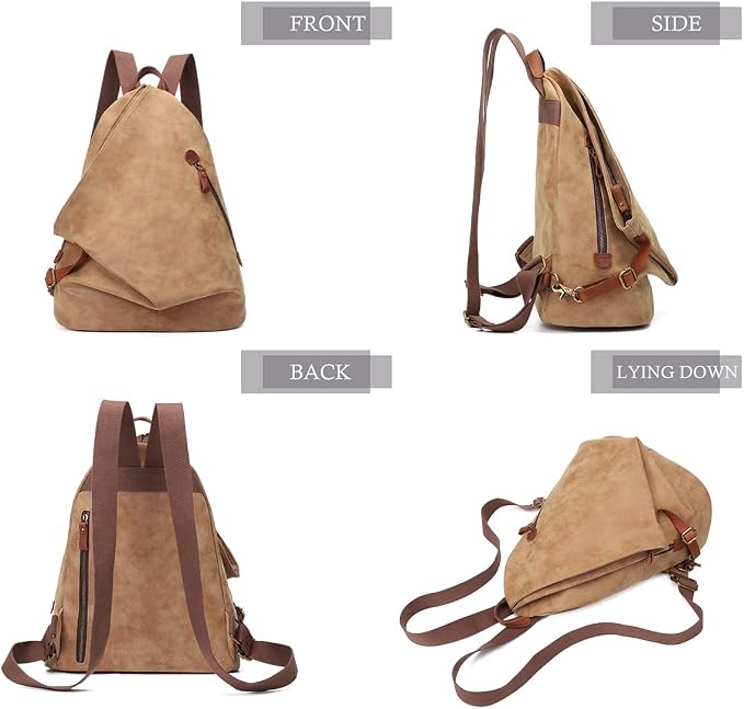 KL928 PU Leather Vintage Backpack – Large Casual Daypack Outdoor Travel - Image 9