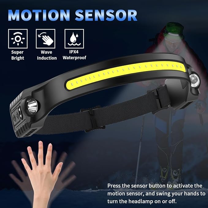Headlamp Rechargeable 5Pack, 230° Wide Beam Head Lamp - Image 3